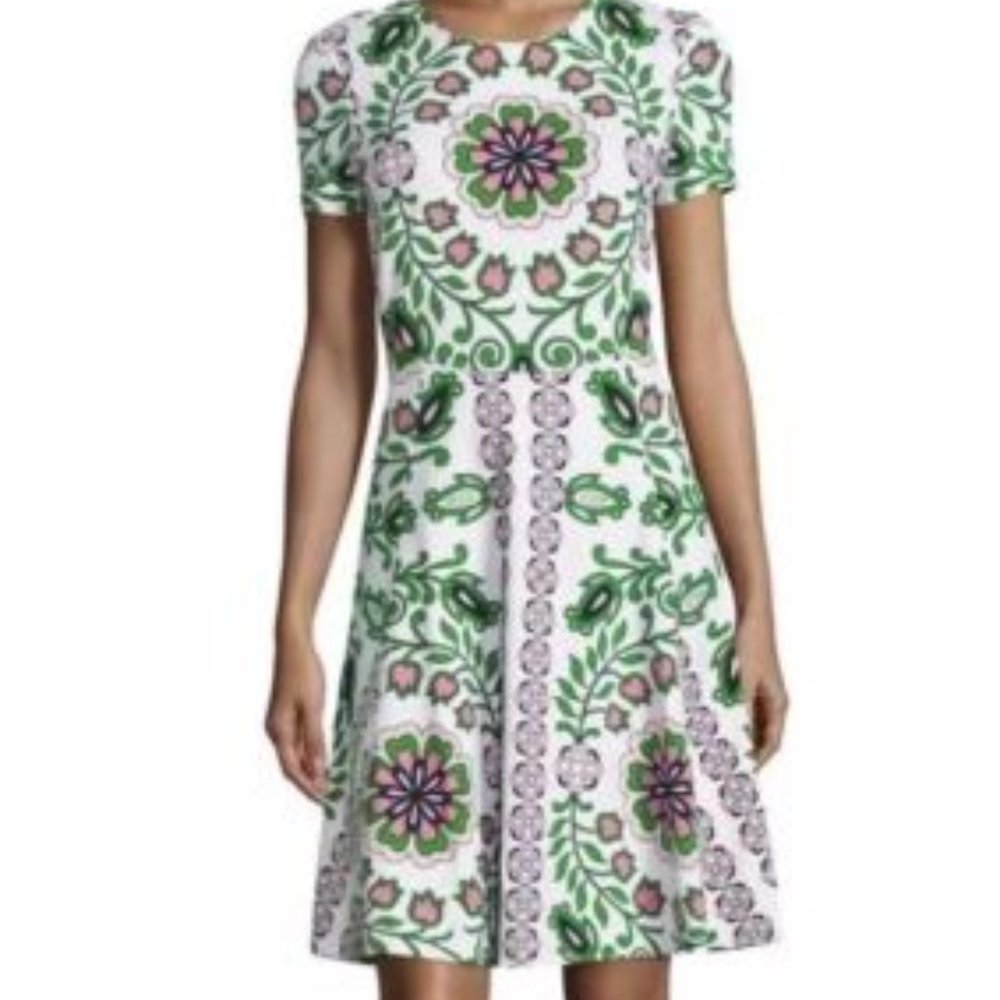Tory Burch Cape Dress Floral Garden Party Fit & Flare Spring 2017 RARE Size S